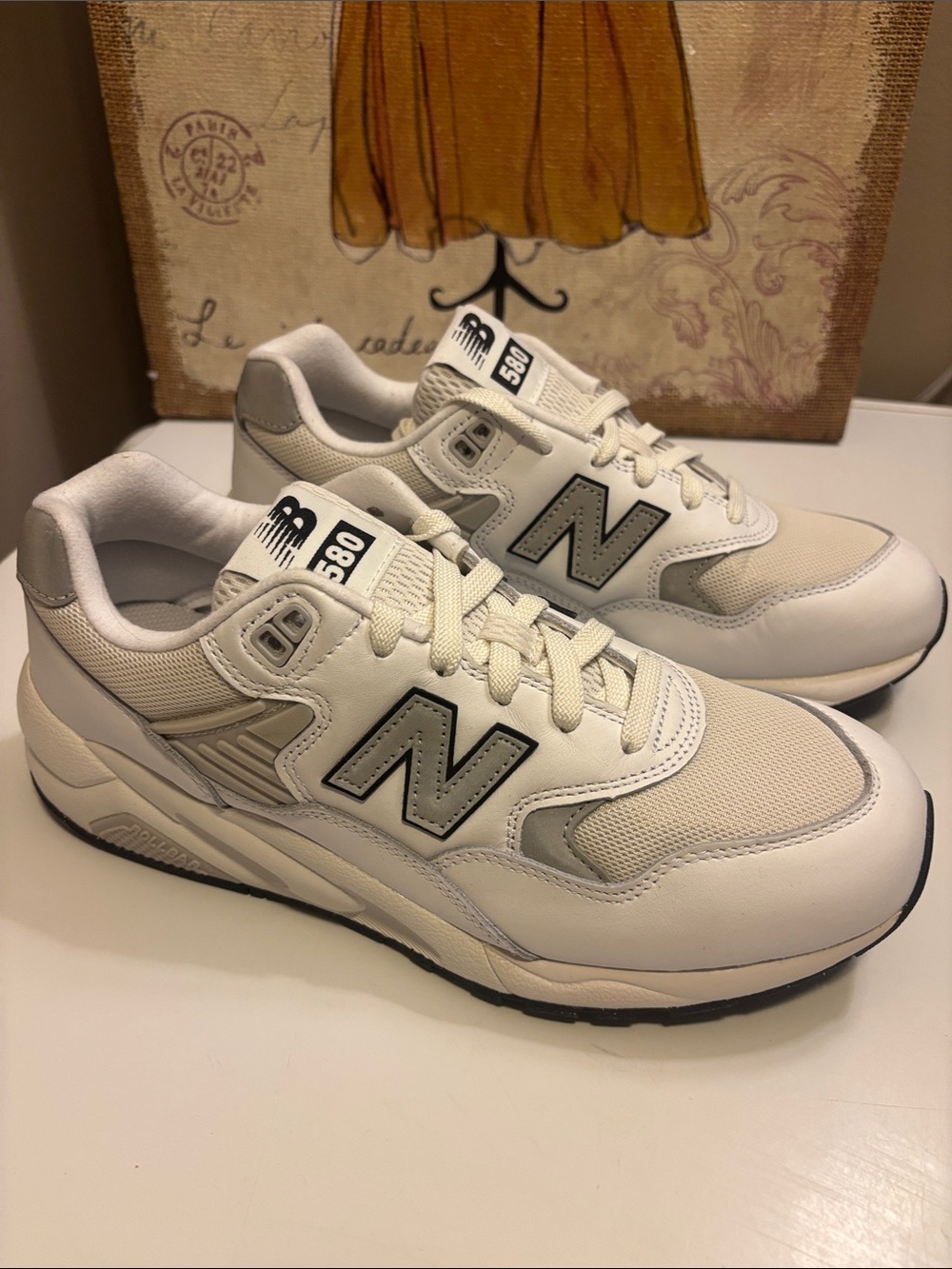 New Balance Men’s 580 Sneakers in White and Gray